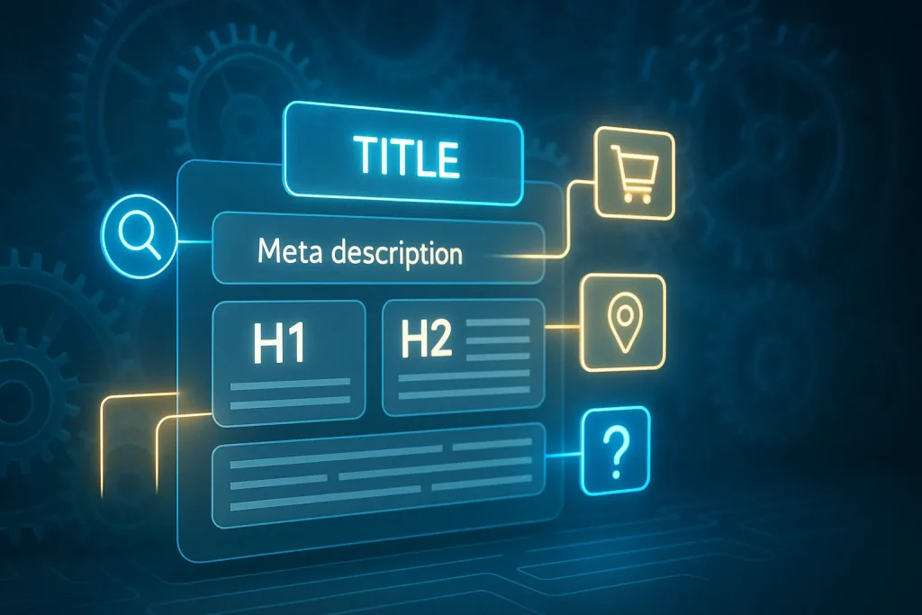 ภาพแสดงองค์ประกอบ On-Page SEO ที่สอดคล้องกับความตั้งใจในการค้นหา, Image illustrating On-Page SEO elements aligned with search intent.