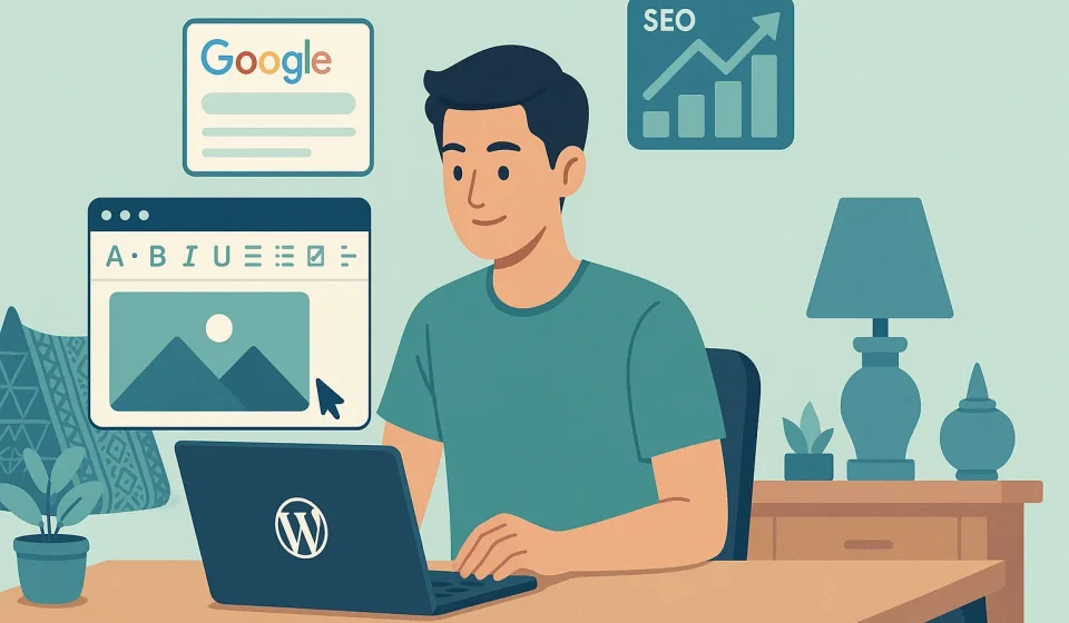 image SEO optimization with UI elements like alt text, filename, and description