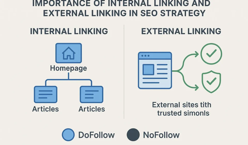 ภาพอธิบายความสำคัญของ Internal Linking และ External Linking ในกลยุทธ์ SEO