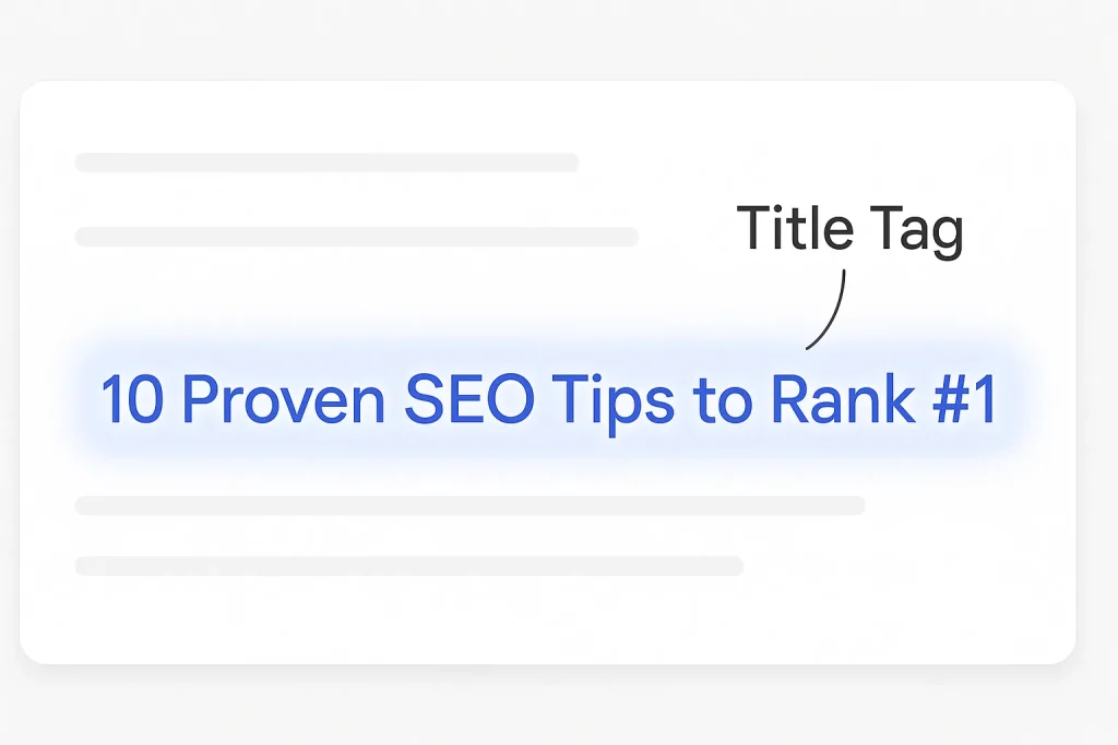 EP 7: SEO Demystified - Title Tags & Meta Descriptions 1 ภาพเน้นความสำคัญของ Title Tag ในผลการค้นหา Google สำหรับ SEO