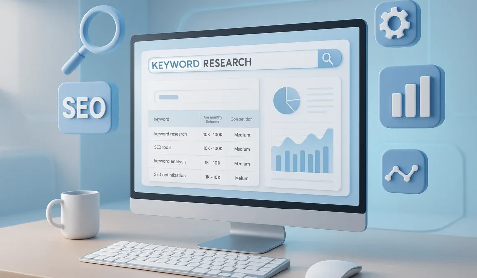 ภาพแสดงการใช้เครื่องมือหา Keyword ฟรี เช่น Google Keyword Planner ในการทำ SEO