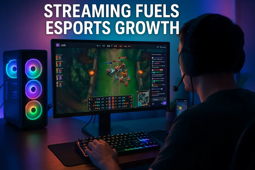 วงการเกม eSports: ทำไมถึงเติบโตเร็ว กลายเป็นอุตสาหกรรมยักษ์ใหญ่? 1 ภาพการสตรีมมิ่งการแข่งขัน eSports ออนไลน์ ซึ่งเป็นปัจจัยสำคัญในการเติบโตของ วงการเกม eSports