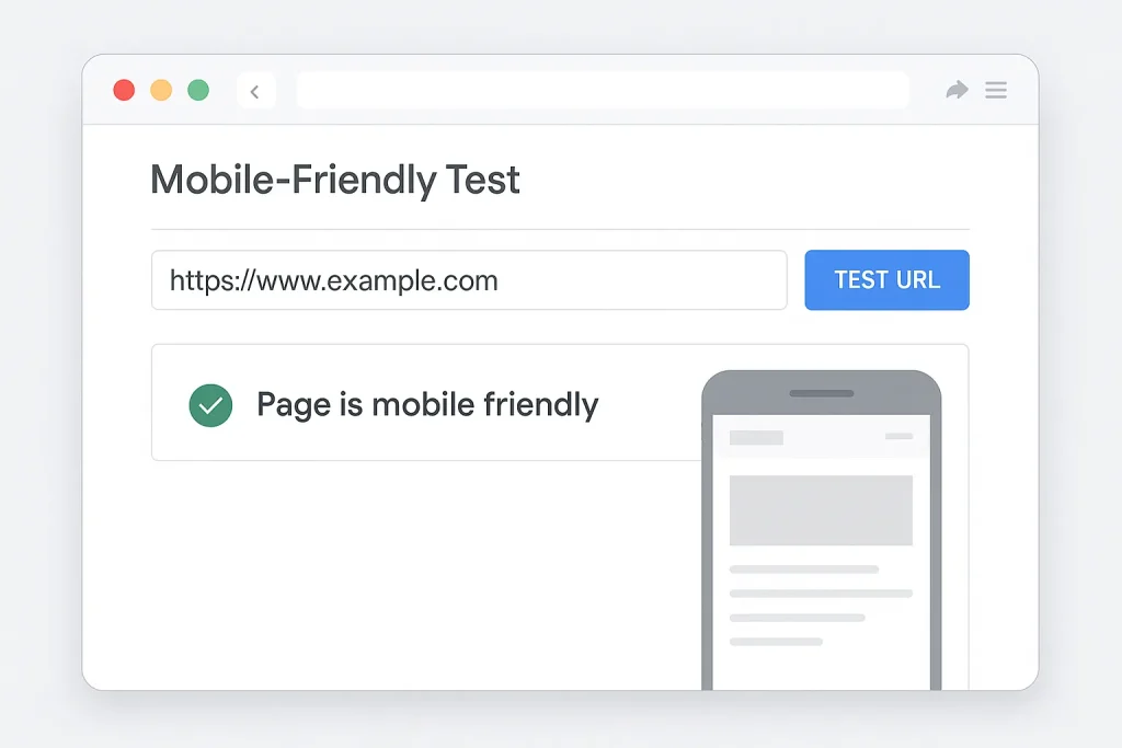 ภาพเครื่องมือ Google Mobile-Friendly Test ใช้ตรวจสอบเว็บไซต์
