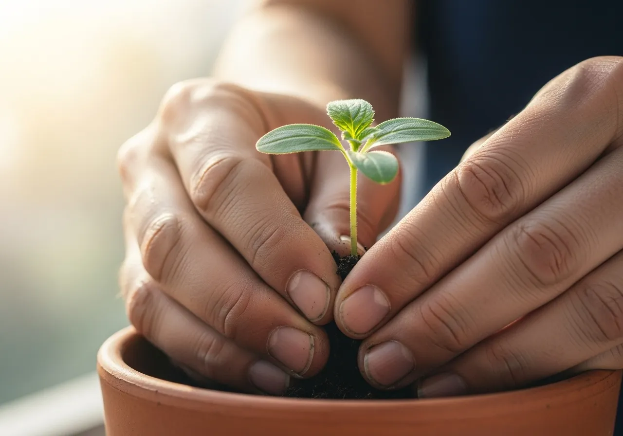 EP 7: 'สร้างความสัมพันธ์' ออนไลน์ (Networking & Building Trust) 1 ภาพคนกำลังรดน้ำพรวนดินต้นไม้เล็กๆ ซึ่งเปรียบเสมือนการสร้างความสัมพันธ์ที่ต้องใช้เวลาและความใส่ใจ